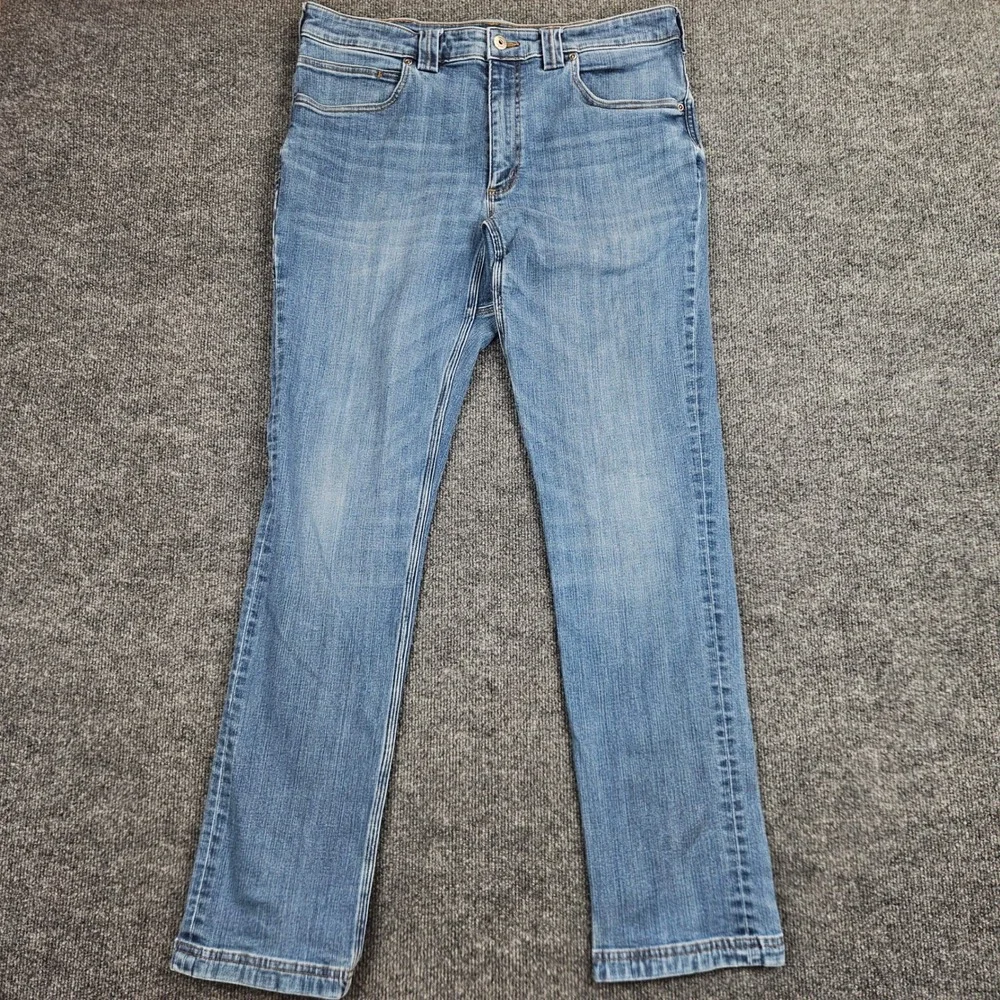 Duluth Trading Ballroom Double Flex Jeans Men's 36x34 Slim Fit Blue Med Wash